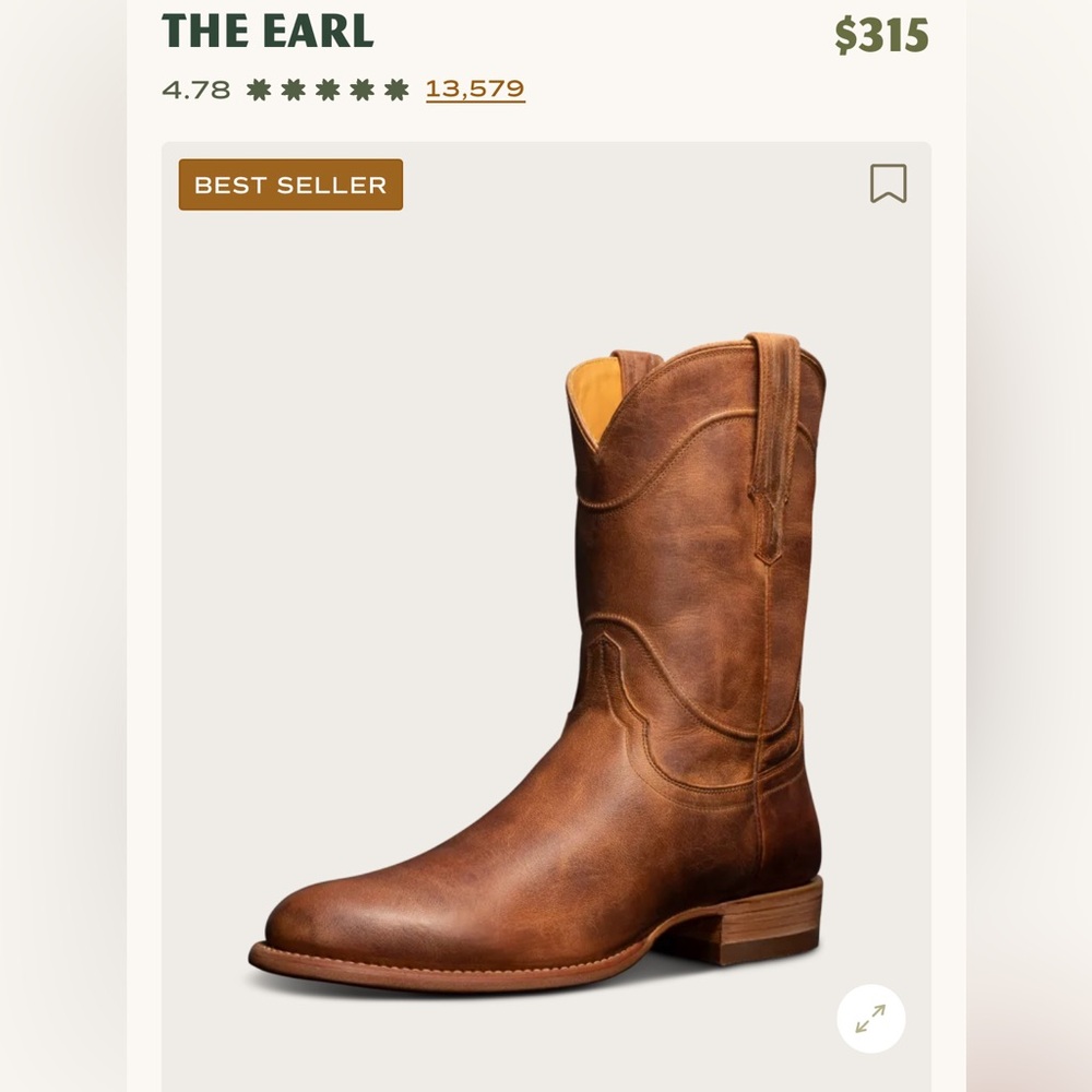 Tecovas “The Earl” roper boots.
